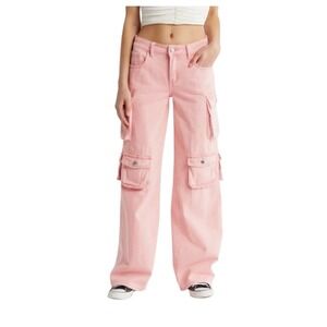 Flying Angel Pink Cargo Jeans Wide Leg Baggy‎ Y2K Style Size 11 30